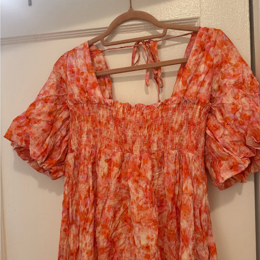 Anthropologie Orange Floral Maxi Dress - Picture 2 of 4